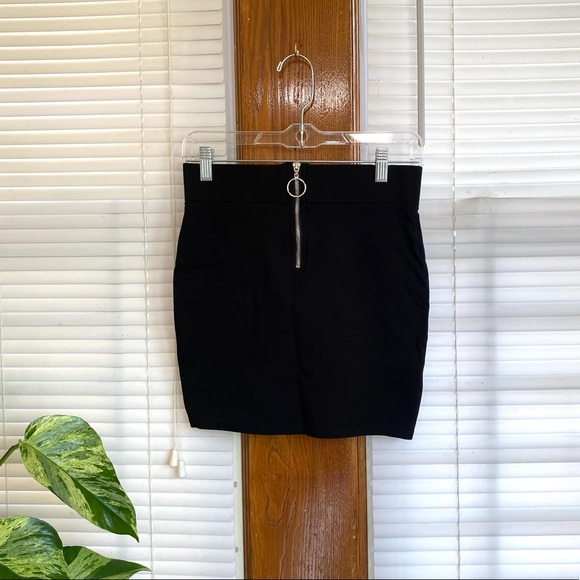 Revamped Women's Size Small High Waist Black Mini Skirt Zip Front Detail - Picture 1 of 7